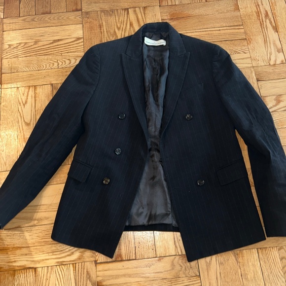 Golden Goose Deluxe Navy Pinstripe Double Breasted Blazer - Picture 1 of 10